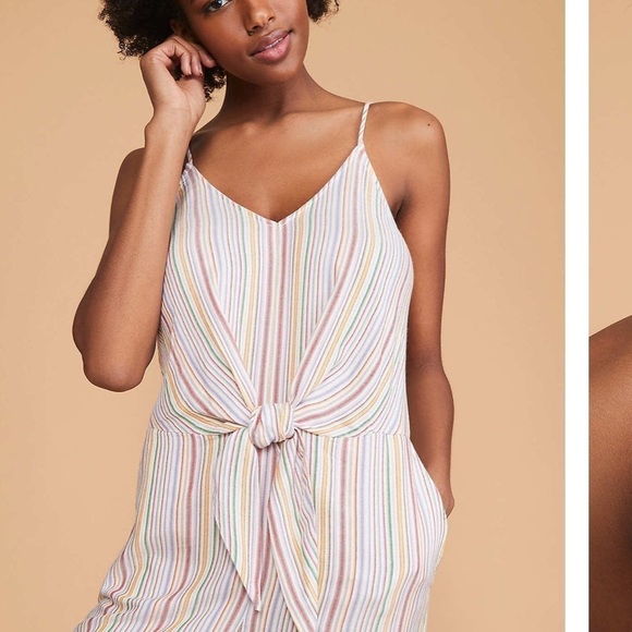 Lou & Grey Striped Tie Waist Jumpsuit NWOT - Picture 2 of 8